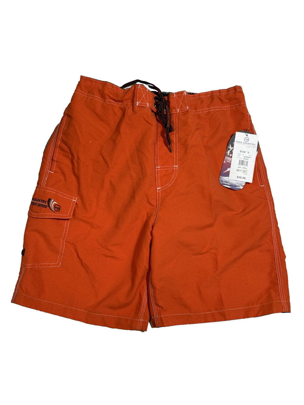 Free Country Aqua Tech Swim Shorts Trunks Orange Mens Small NWT